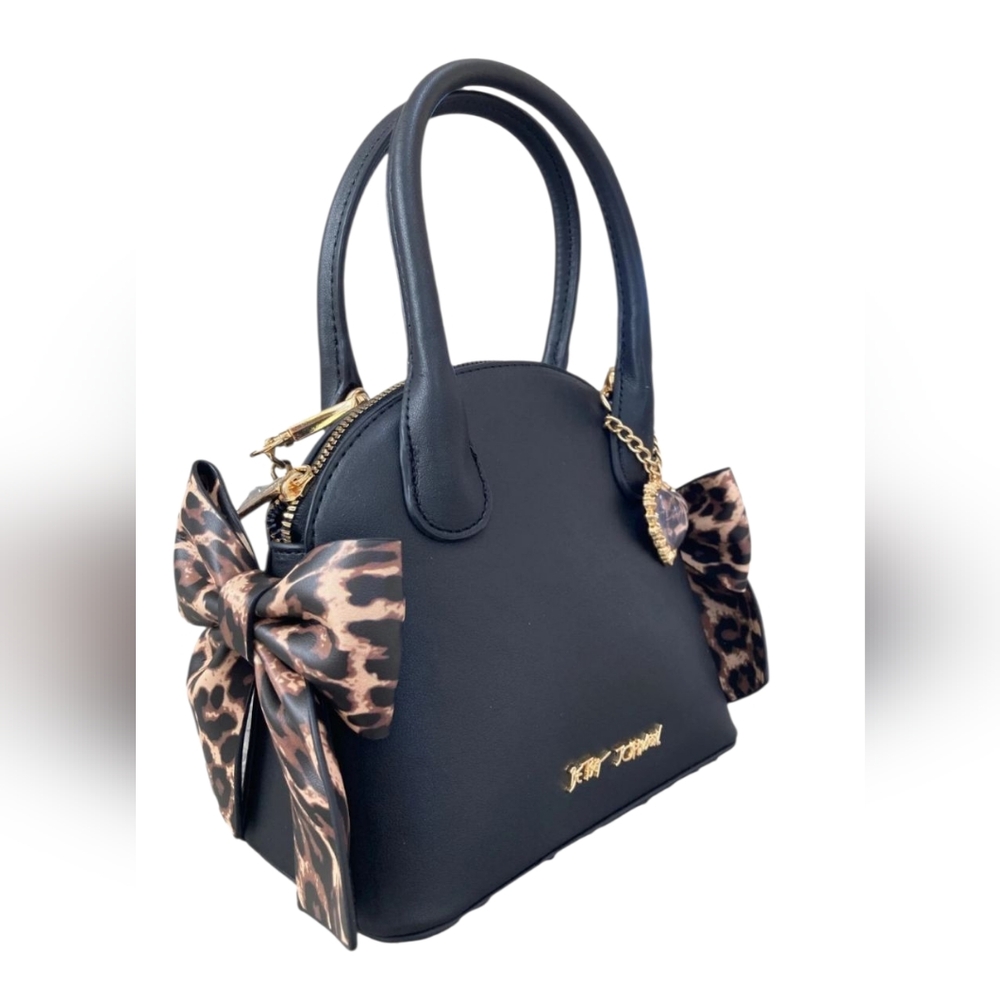 Betsey Johnson Holly Feminine Mini Bag with Leopard Print Double Sided Bows